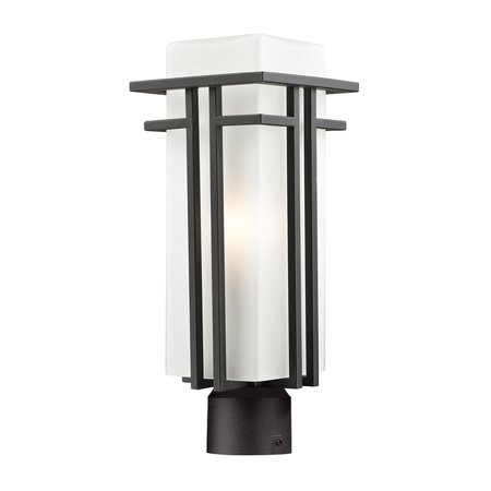 Z-LITE Abbey Outdoor Post Light, Outdoor Rubbed Bronze & Matte Opal 550PHM-ORBZ-R